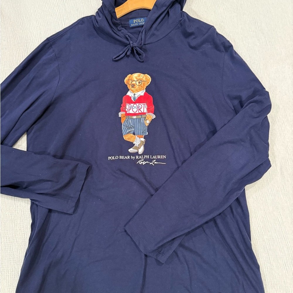 Ralph Lauren Polo Bear Men’s Navy Hoodie Shirt Large